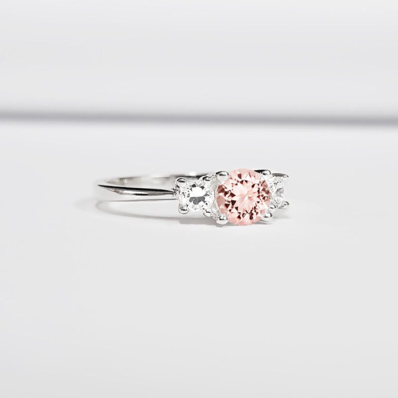 'Hestia' Champagne sapphire and moissanite trilogy engagement ring - alternate view