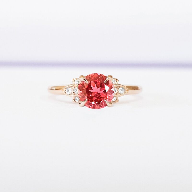"Fable" Padparadscha sapphire and diamond floral engagement ring  — 1
