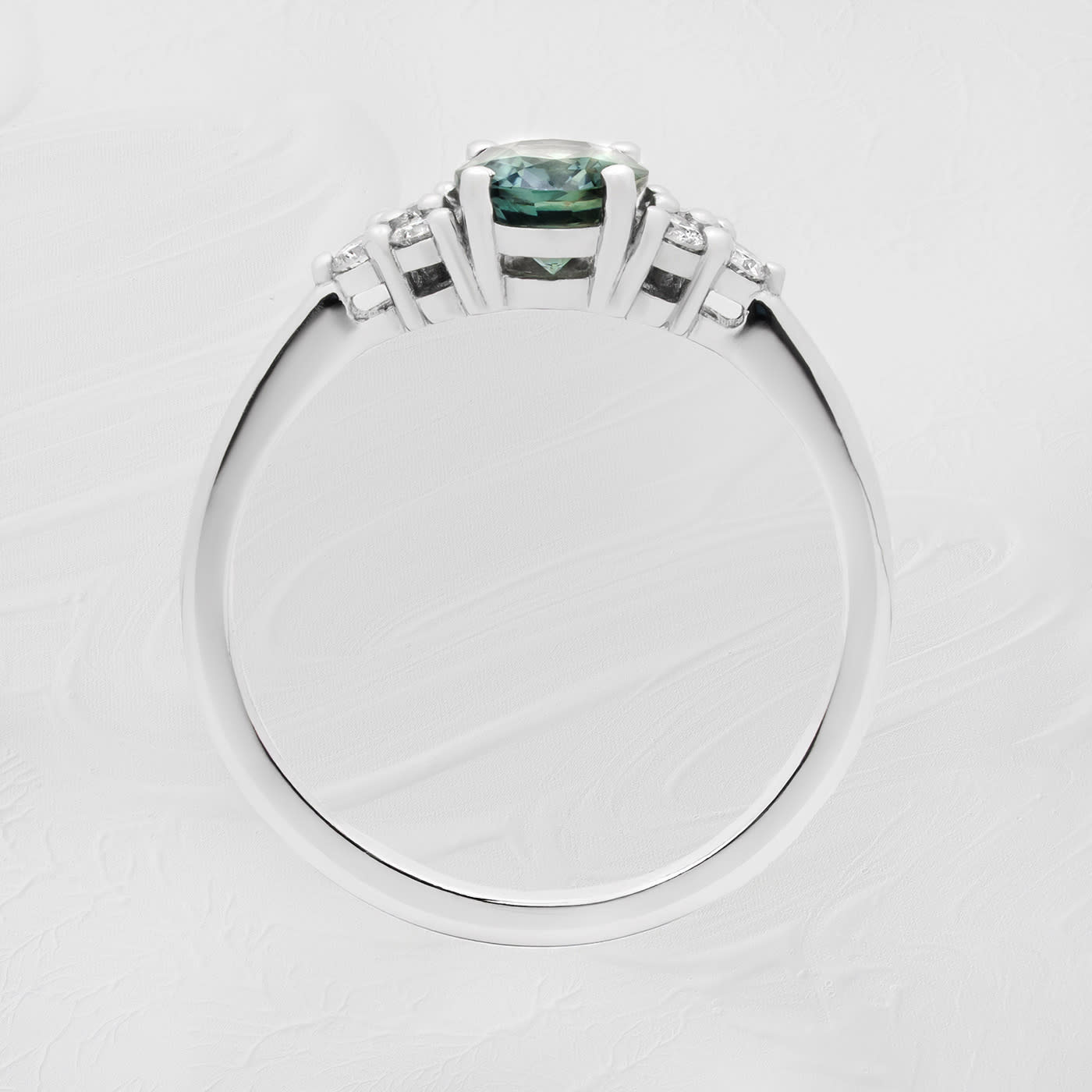 Teal sapphire and diamond ring — 2