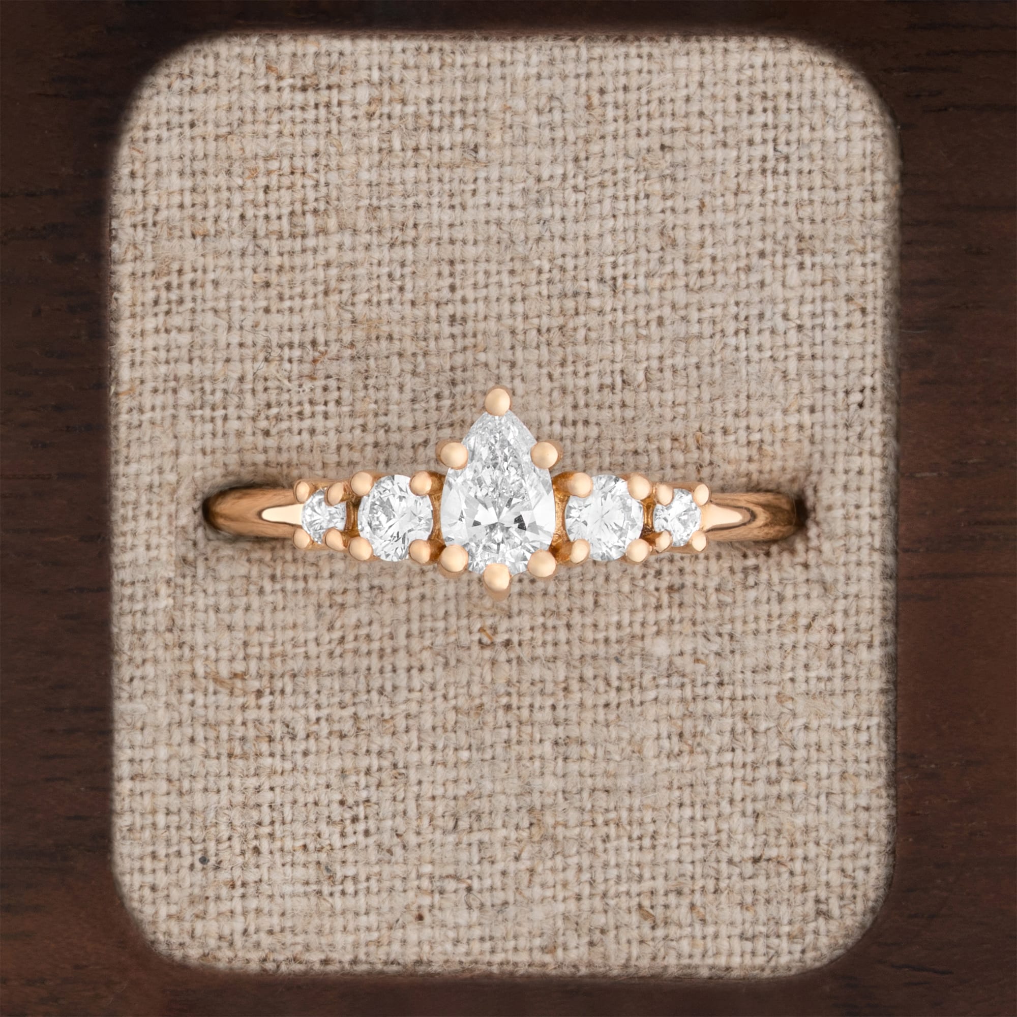 Pear lab grown diamond 5 stone ring