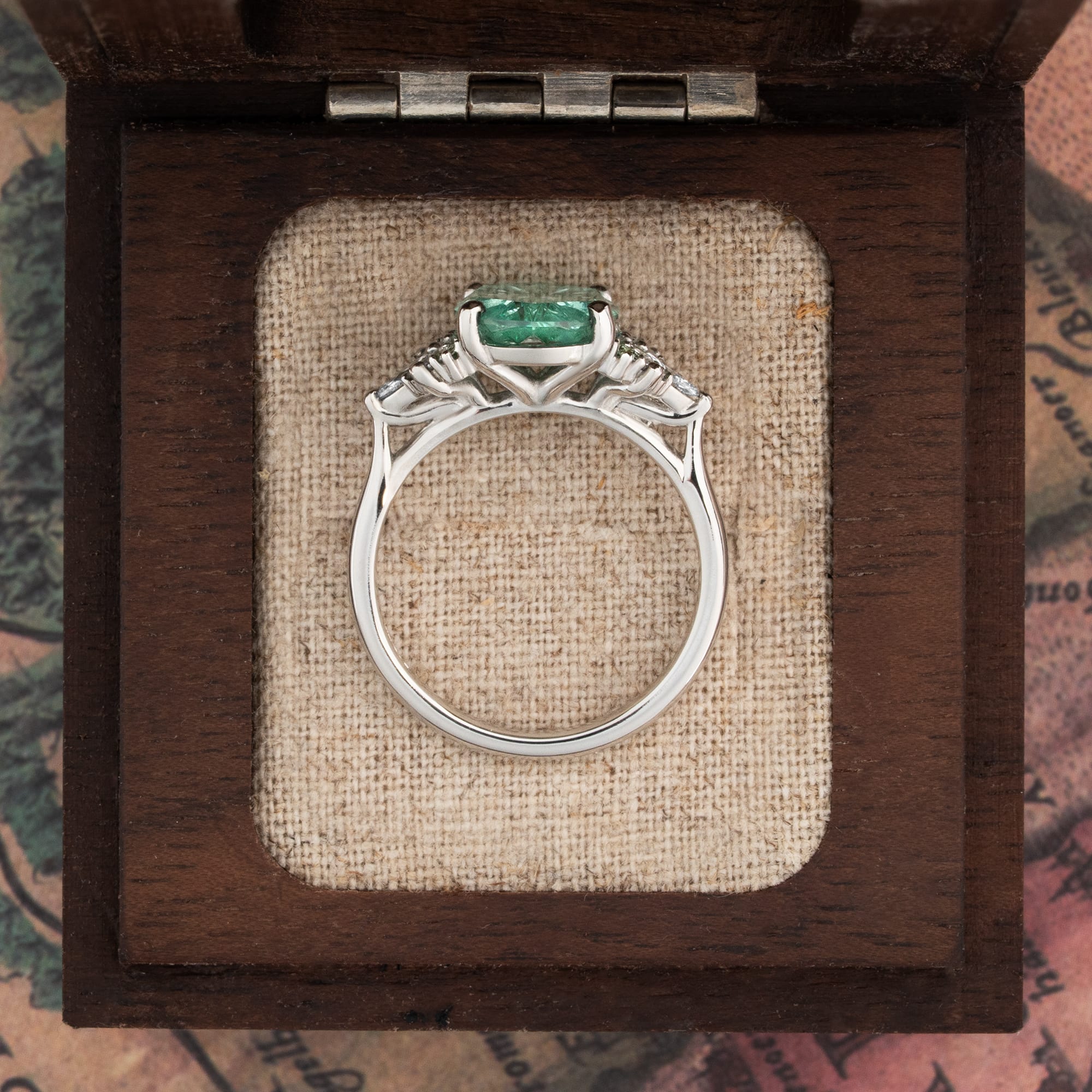 'Oval Muse' Fantasy cut lab grown mint sapphire and diamond ring — 3