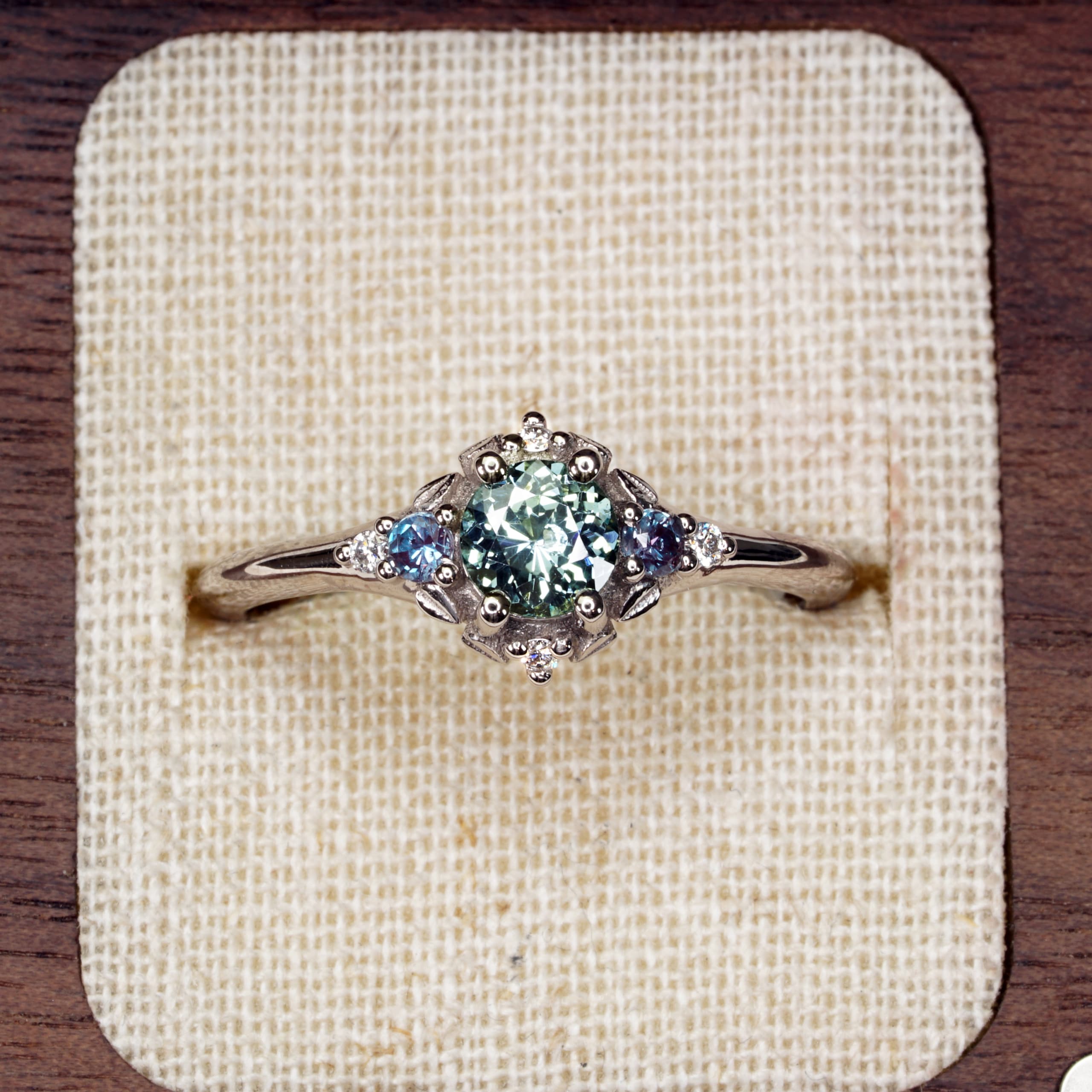 'Forest Vow' Sapphire, Alexandrite and Diamond ring — 2