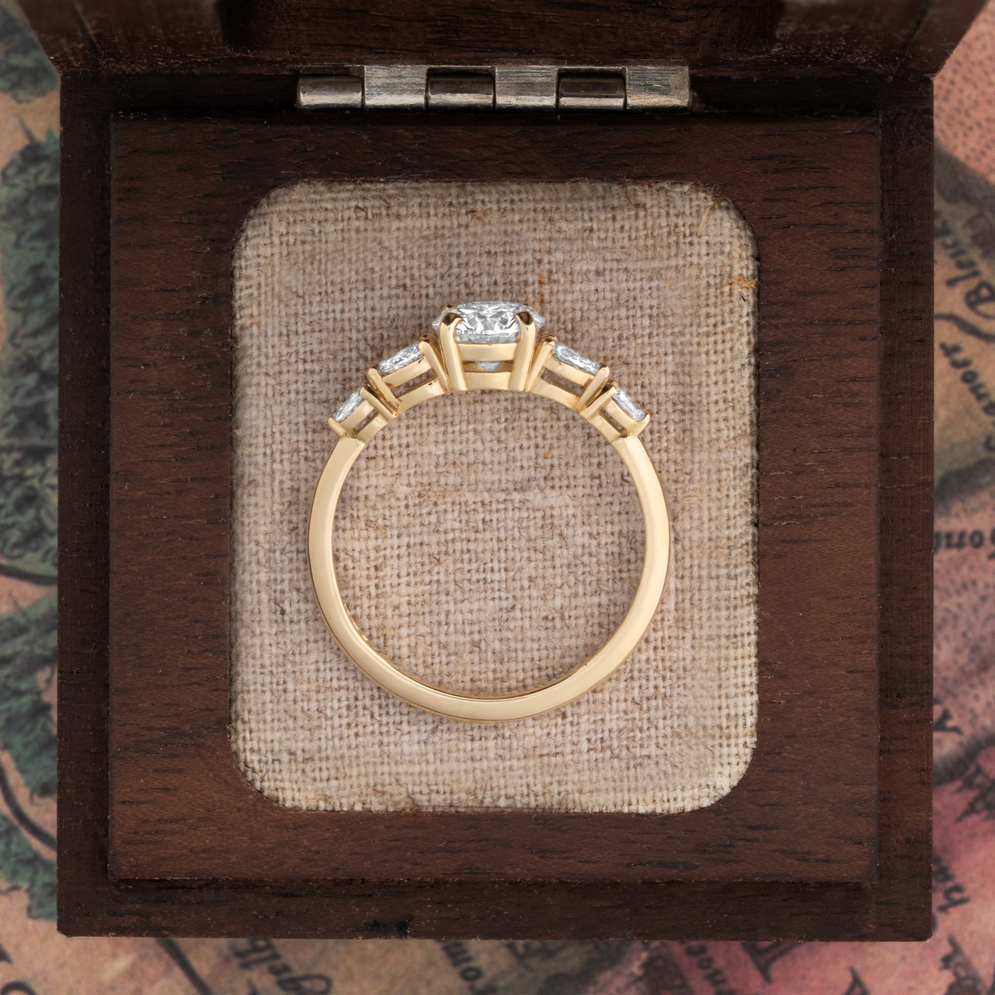 Lab grown diamond 5 stone graduated pear engagement ring — 3