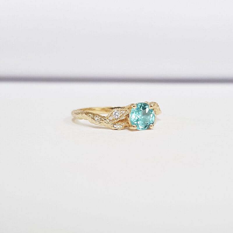 Mint sapphire nature inspired engagement ring — 4