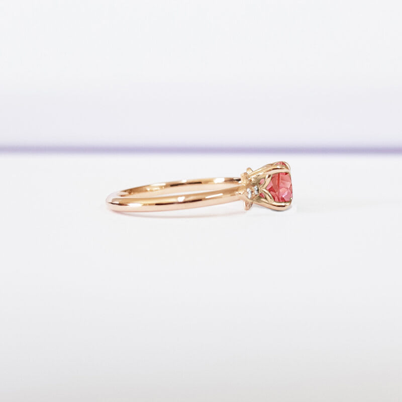 "Fable" Padparadscha sapphire and diamond floral engagement ring  — 3