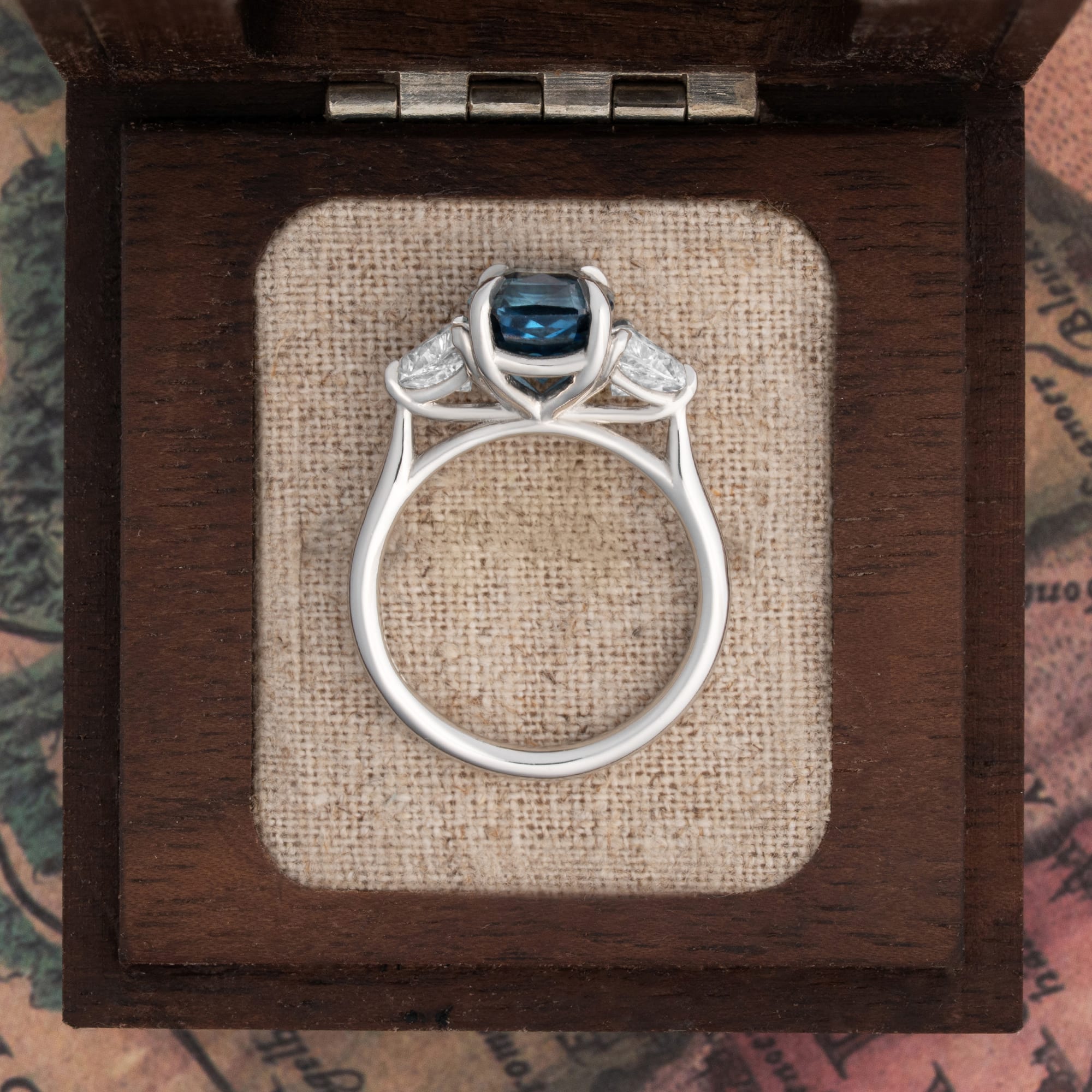 Radiant sapphire and trillion diamond ring — 5