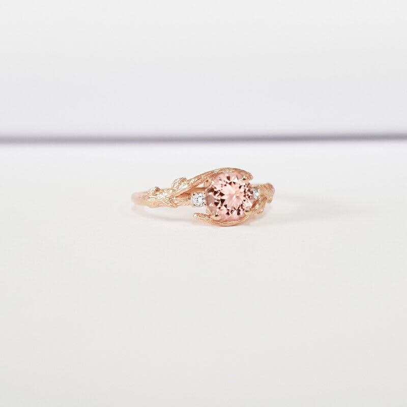Lab grown champagne sapphire and diamond engagement ring  — 2