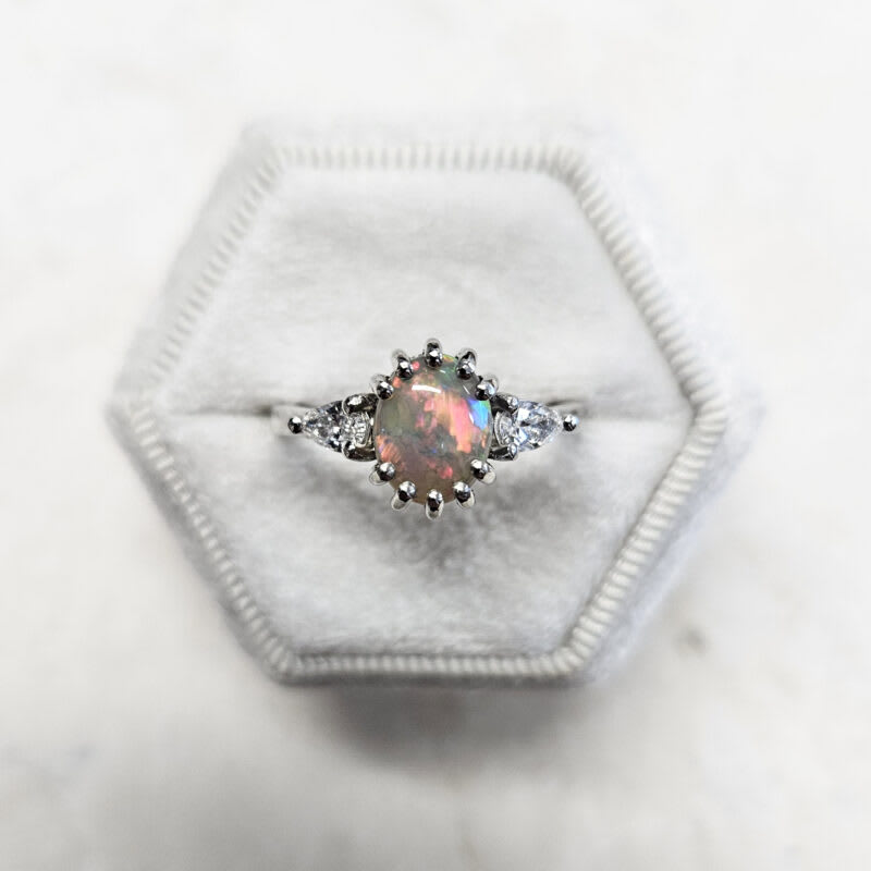 Dark opal and diamond ring — 1