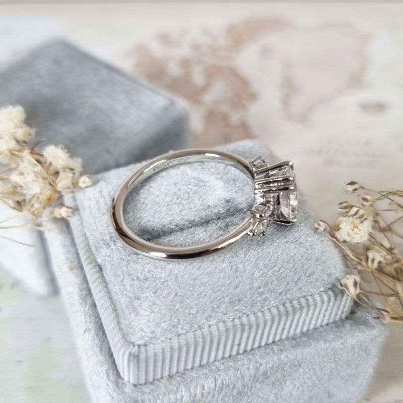 Lab grown diamond floral engagement ring handmade in platinum — 3