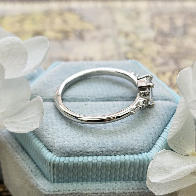 Lab grown diamond floral engagement ring handmade in platinum — 5
