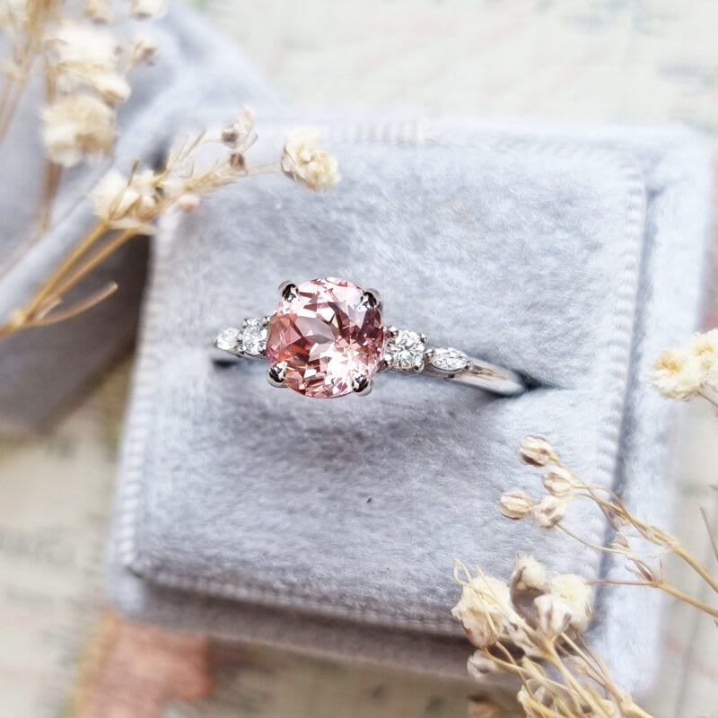 'Arlet' Champagne sapphire and diamond 5 stone ring in platinum — 4