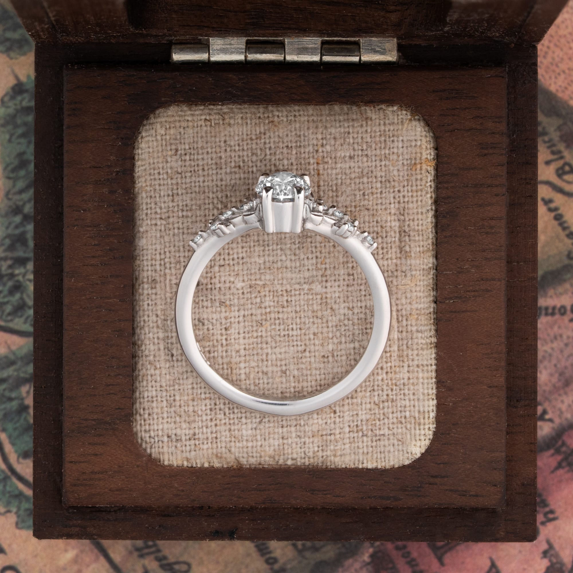 Nature inspired pear lab grown diamond ring — 4