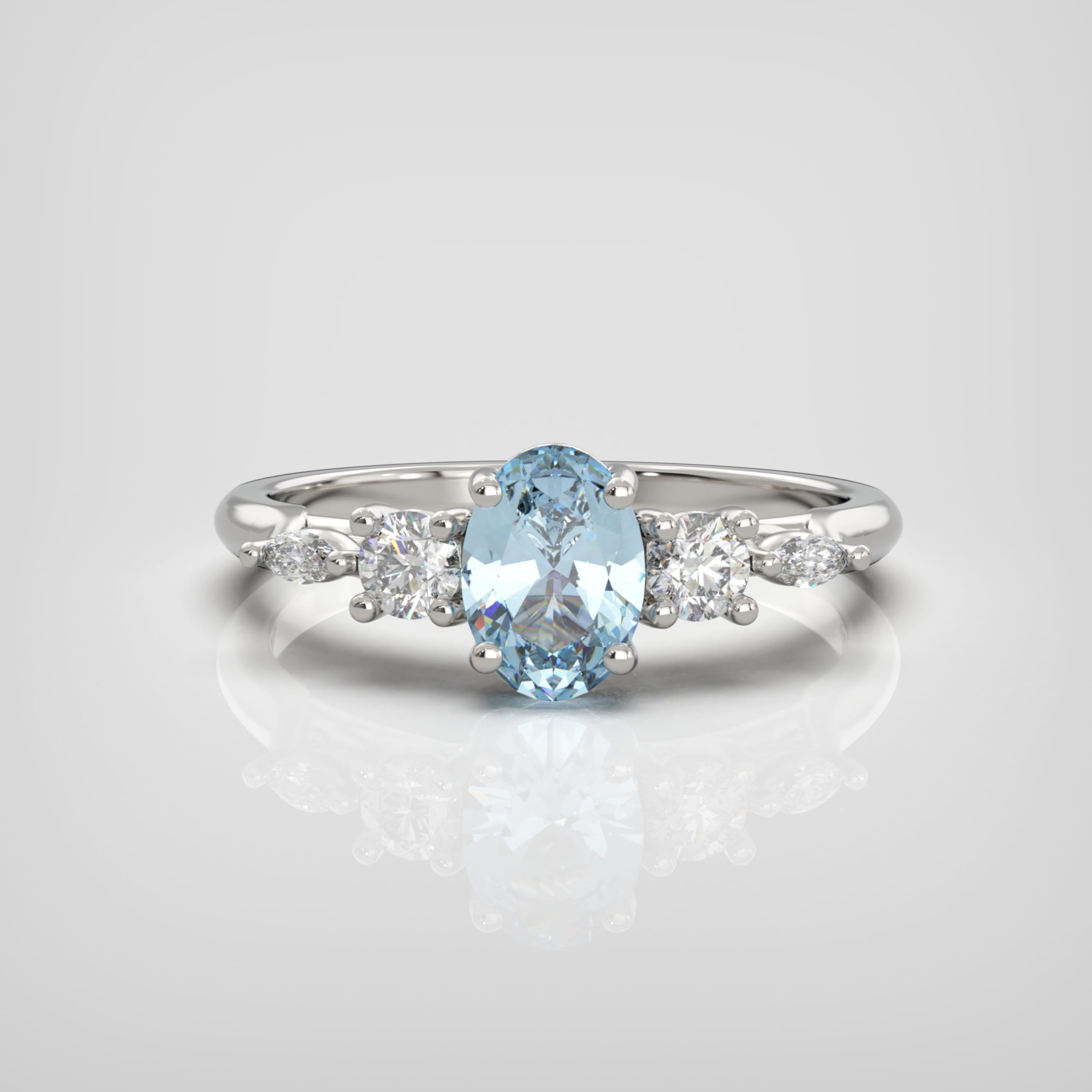 'Sonder' Oval aquamarine with lab-grown diamonds