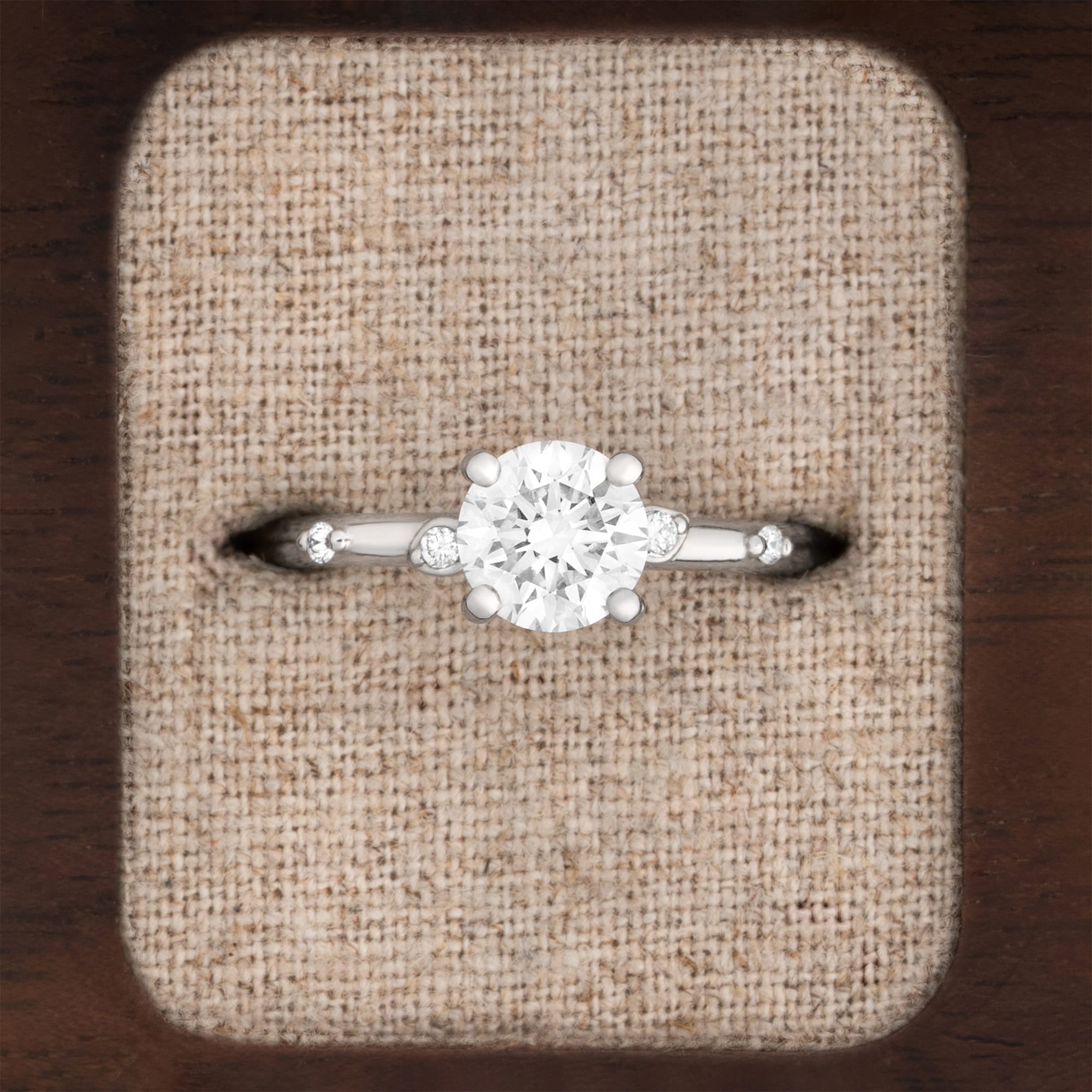 Round lab grown diamond ring in platinum