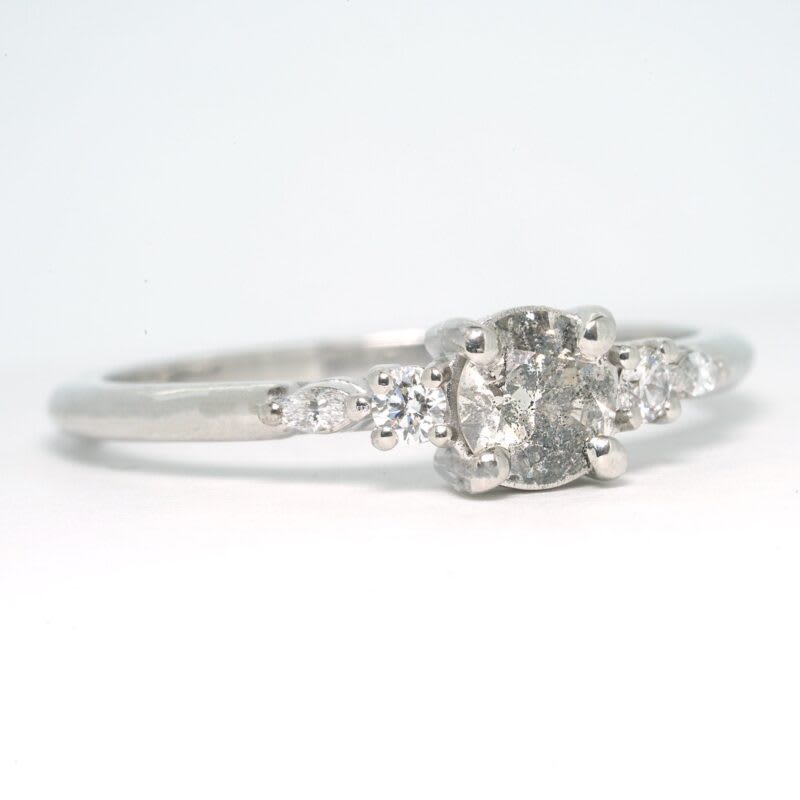 'Arlet' Salt and pepper diamond engagement 5 stone ring - alternate view