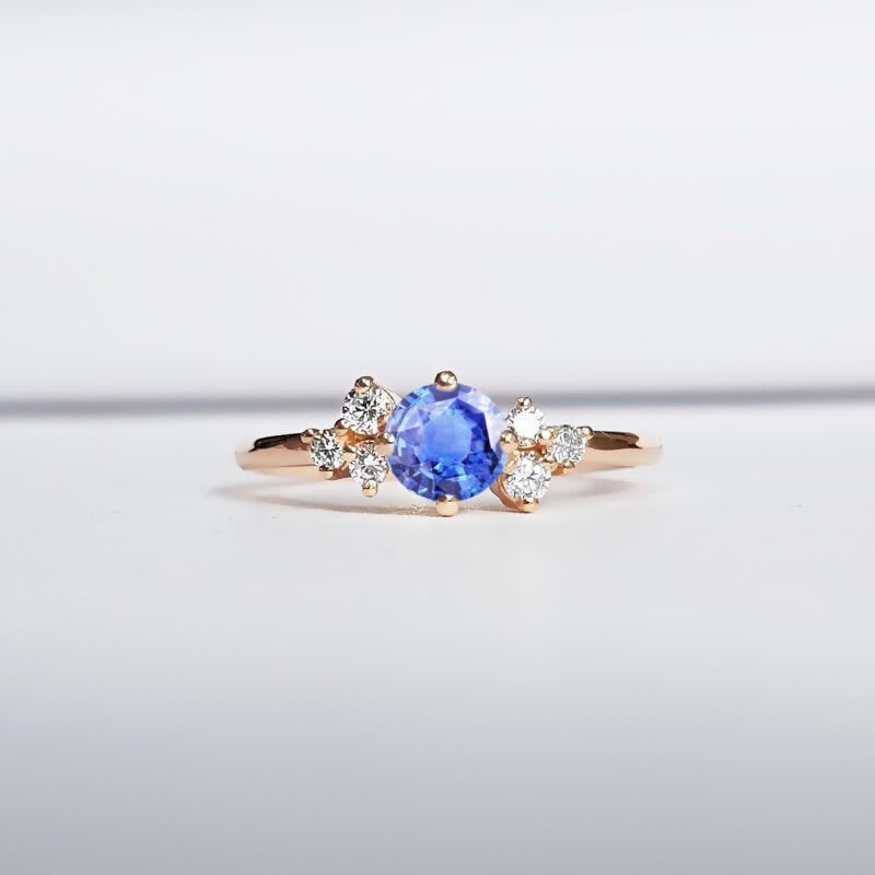 Light blue sapphire and diamond ring