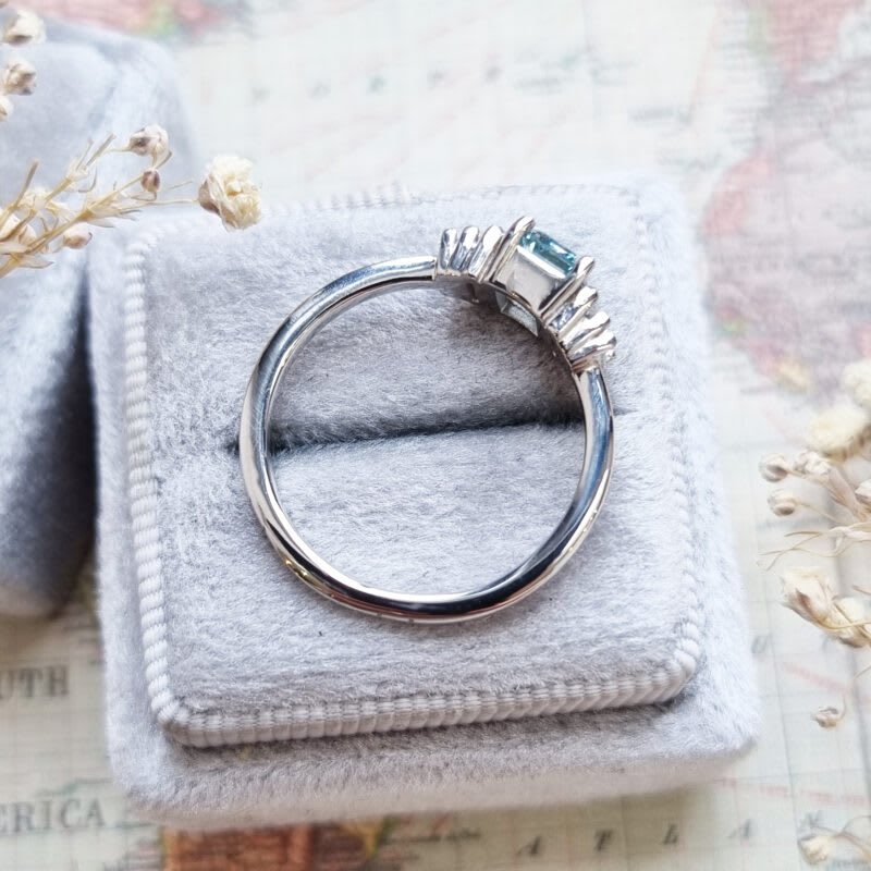 Icy teal diamond engagement ring — 5