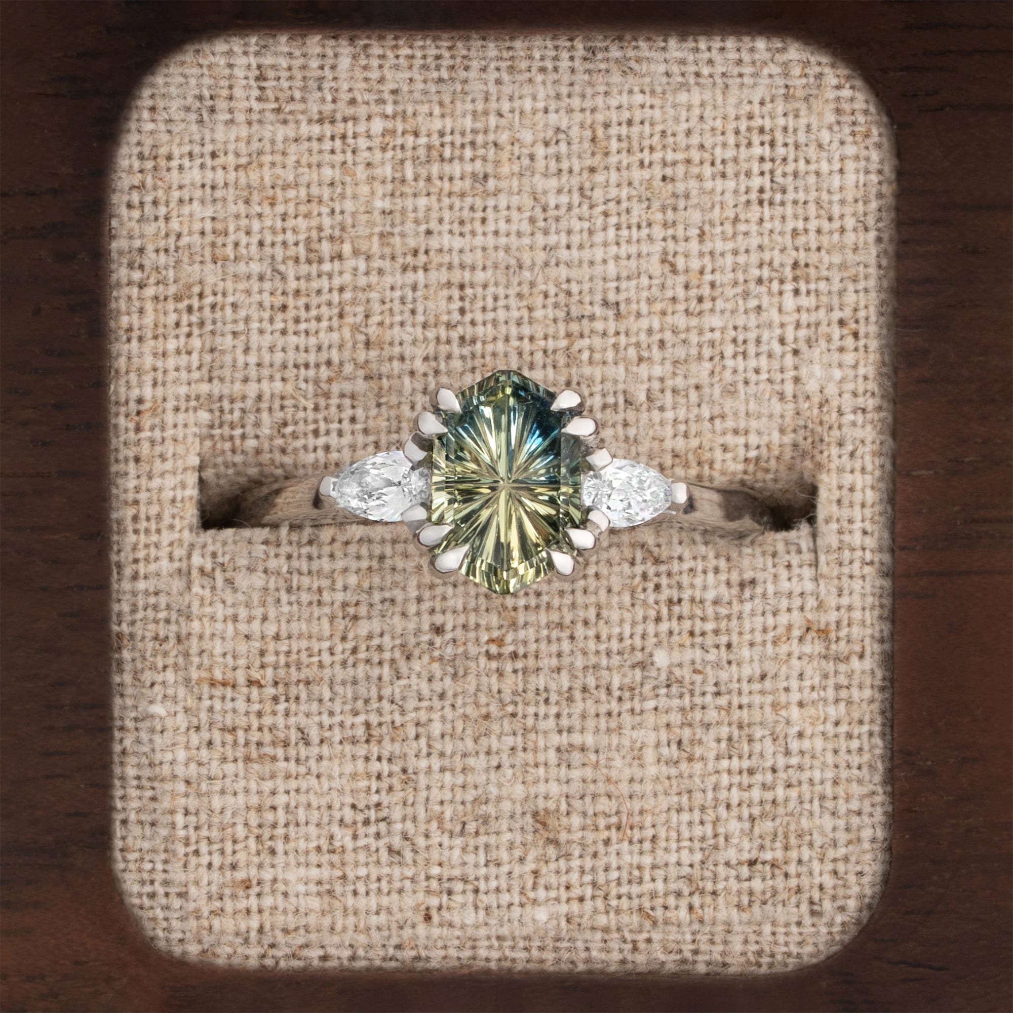 Hexagon Starbrite sapphire and diamond ring — 1