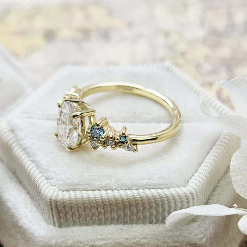 'Hazel' Oval lab grown diamond floral ring — 7