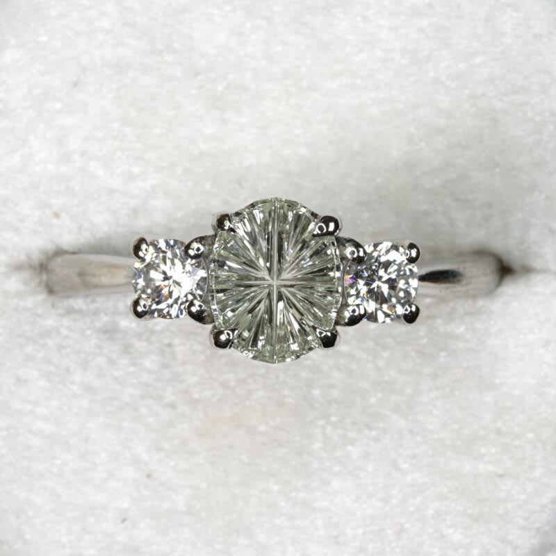 Starbrite seafoam sapphire and diamond trilogy ring — 1