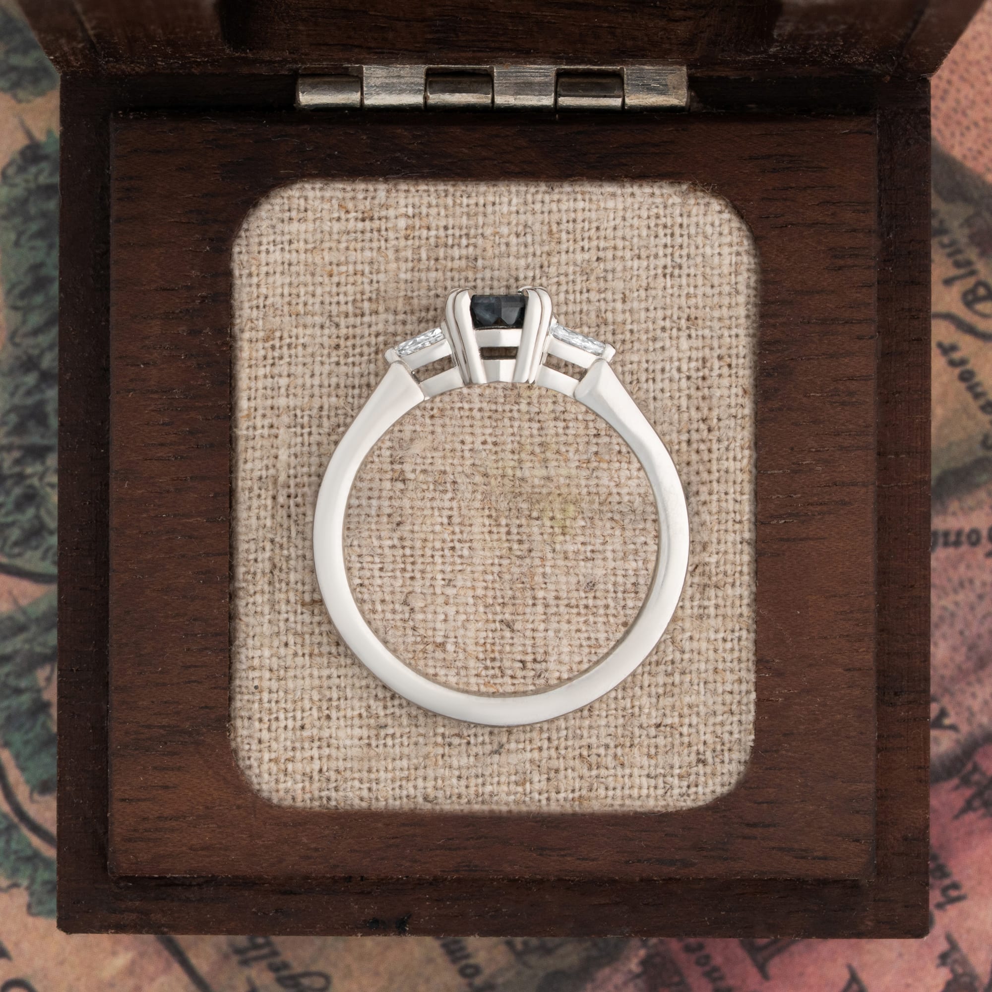 Hexagon Starbrite sapphire and diamond ring — 4