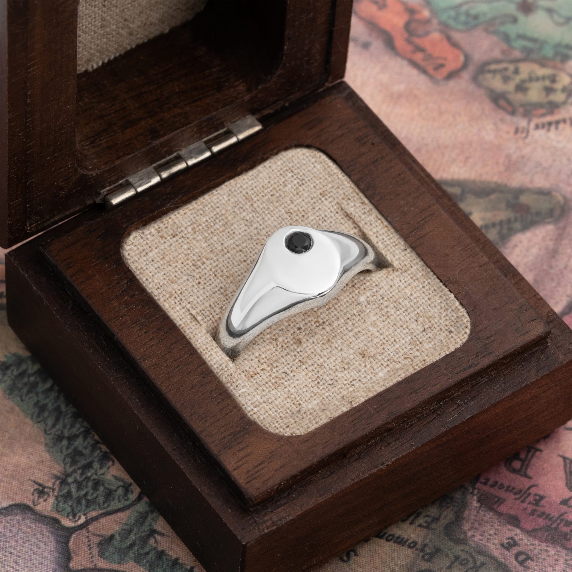 'Obsidian' Black diamond signet ring — 3