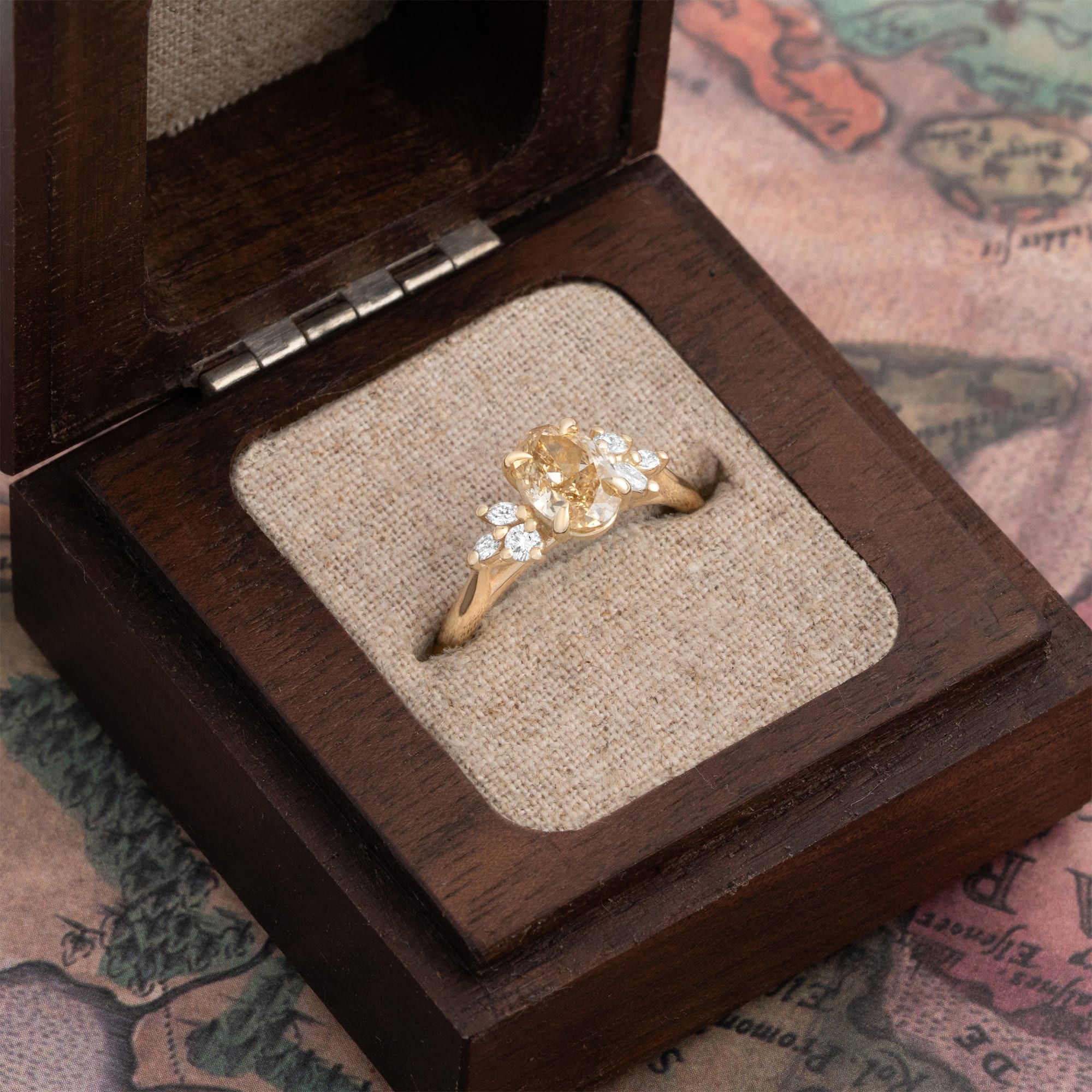 'Dawnflower' Golden yellow lab grown diamond ring — 3