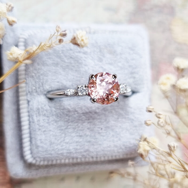 'Arlet' Champagne sapphire and diamond 5 stone ring in platinum - alternate view