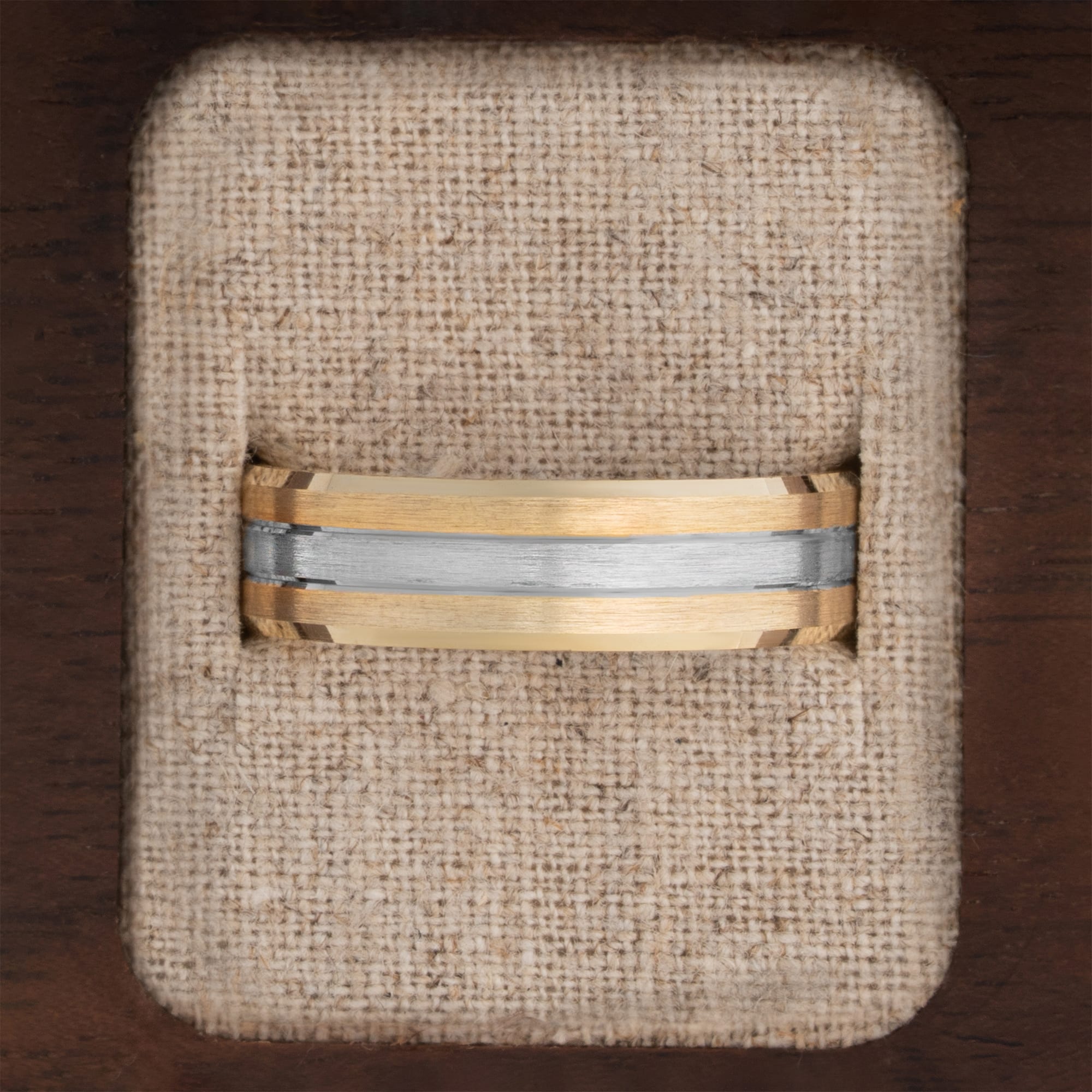 Beveled edge two tone wedding band  — 2