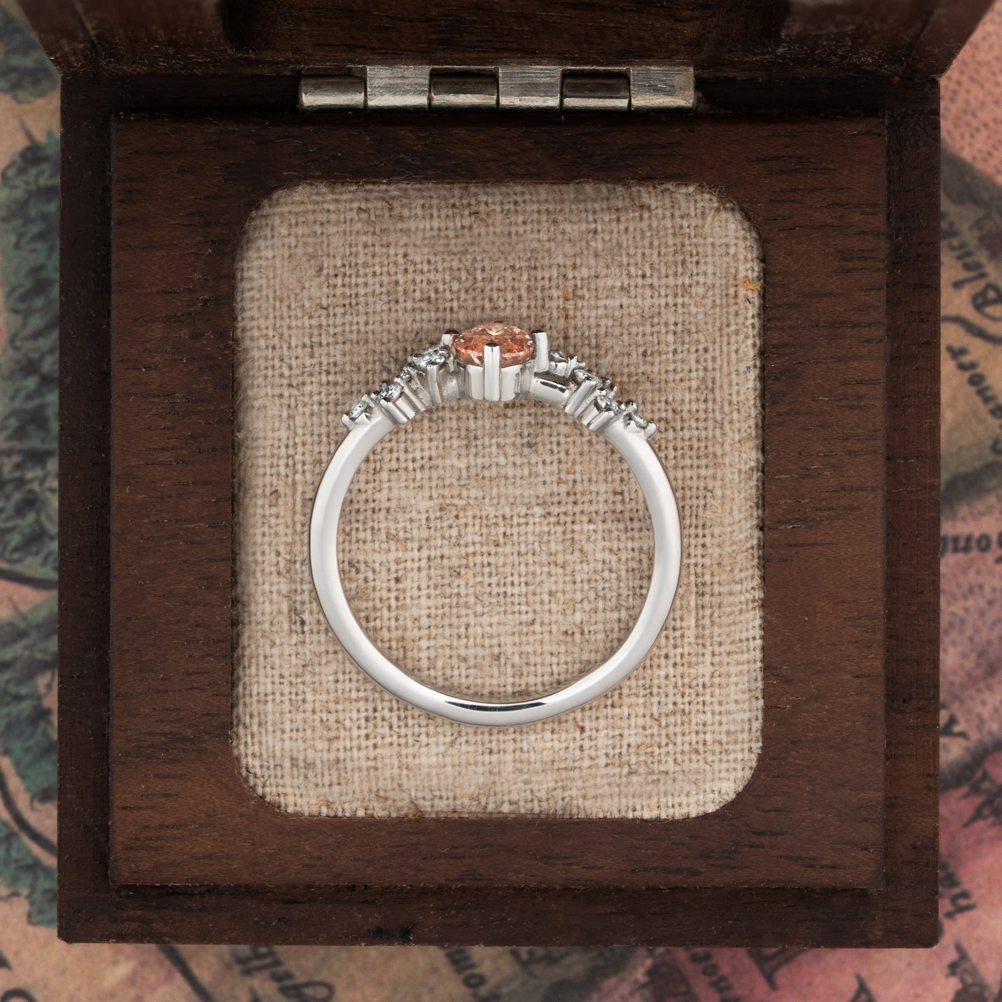 Lab grown peach diamond floral ring — 3