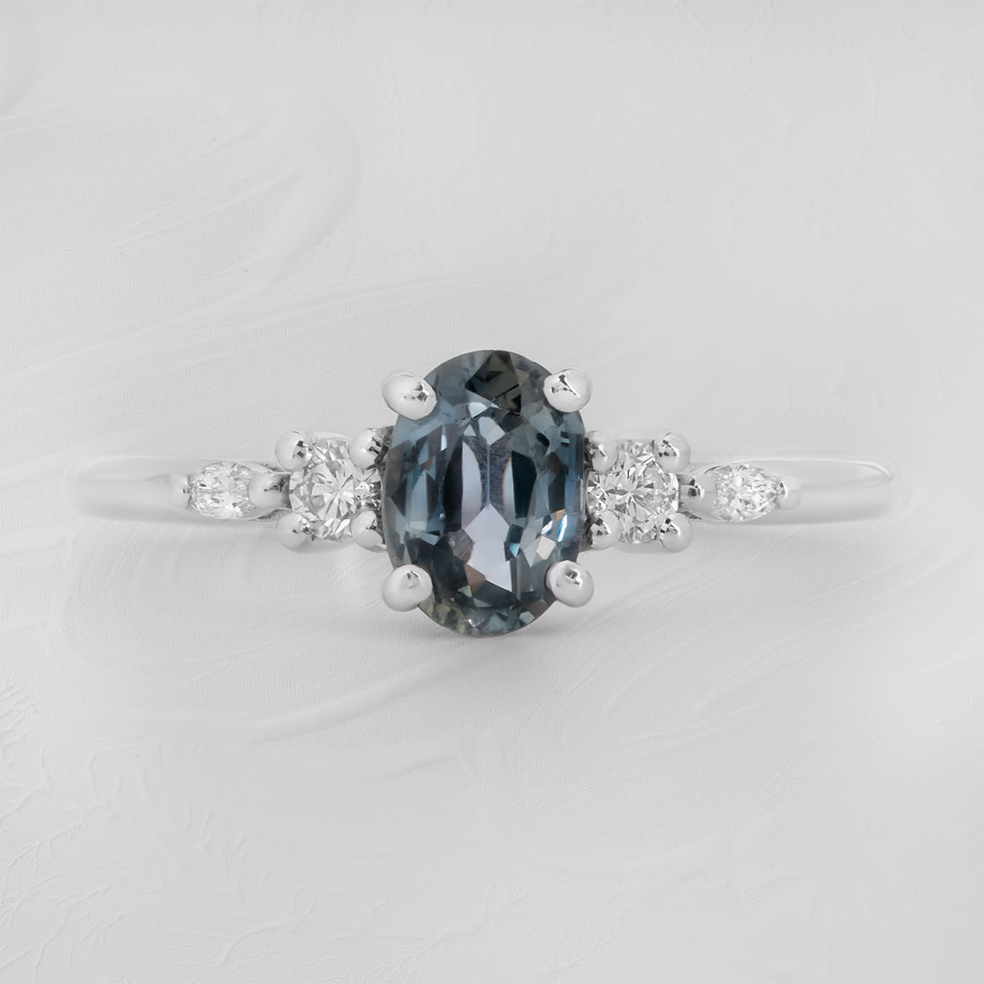 Grey-blue sapphire and diamond ring — 1