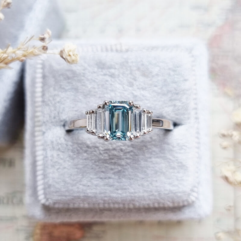 Icy teal diamond engagement ring — 1