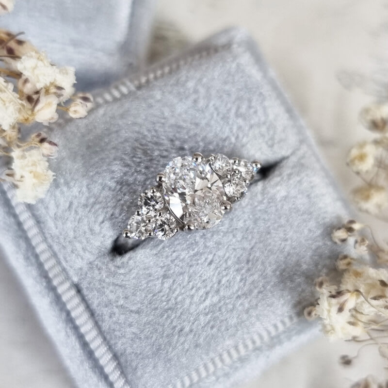 Oval cut lab grown diamond 7 stone ring — 5