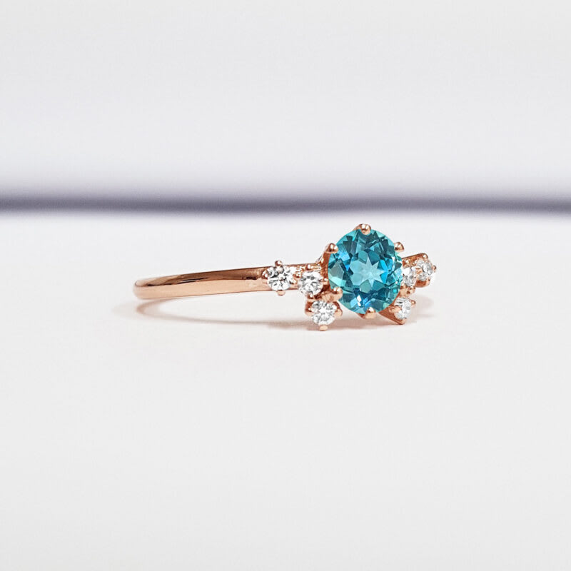 Mint sapphire and diamond unique engagement ring — 3