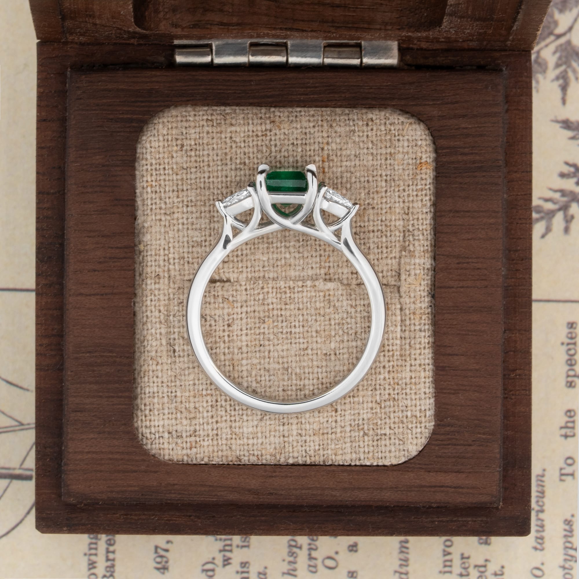 'Francine' Emerald and diamond trilogy ring — 3
