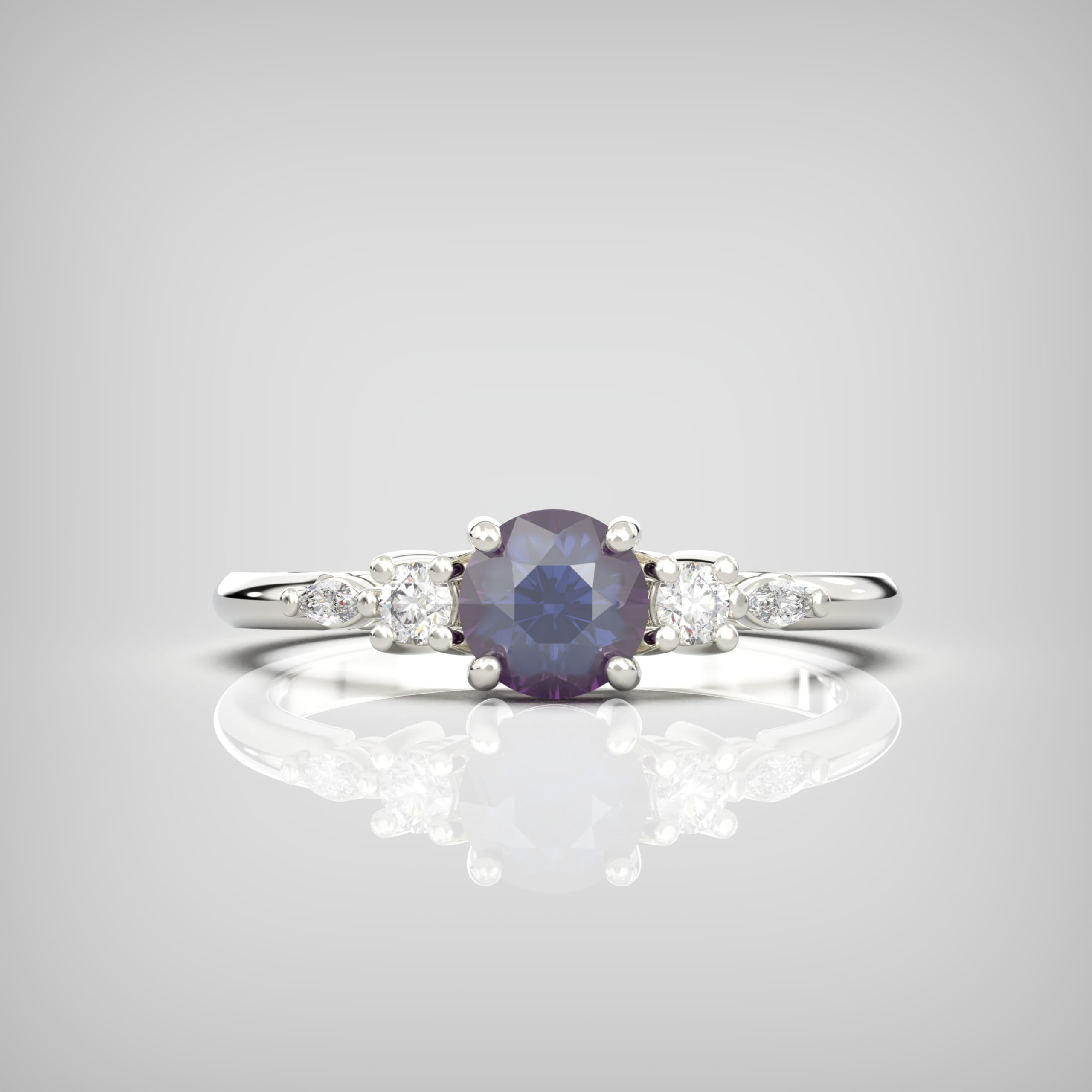'Arlet' Alexandrite & Diamond Platinum Ring - alternate view