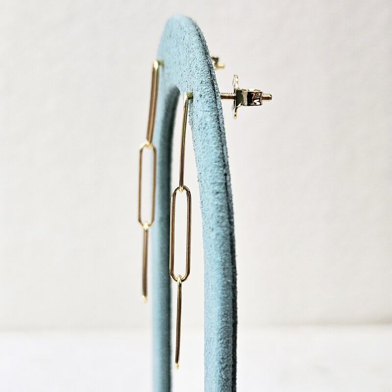 Paperclip drop earrings in 14ct yellow gold - alternate view