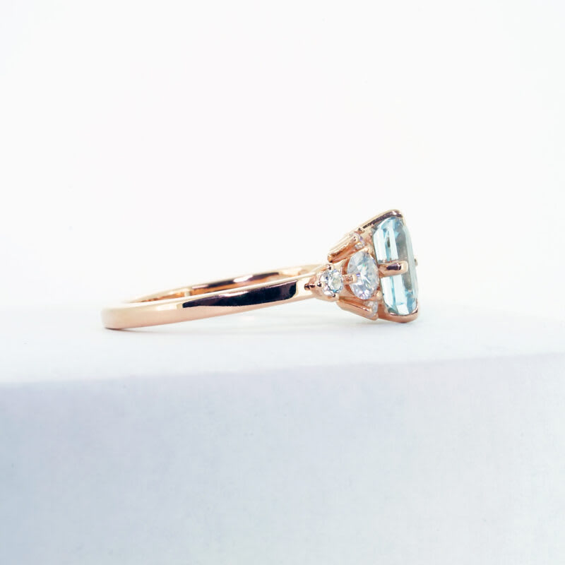 Aquamarine and moissanite engagement ring — 2
