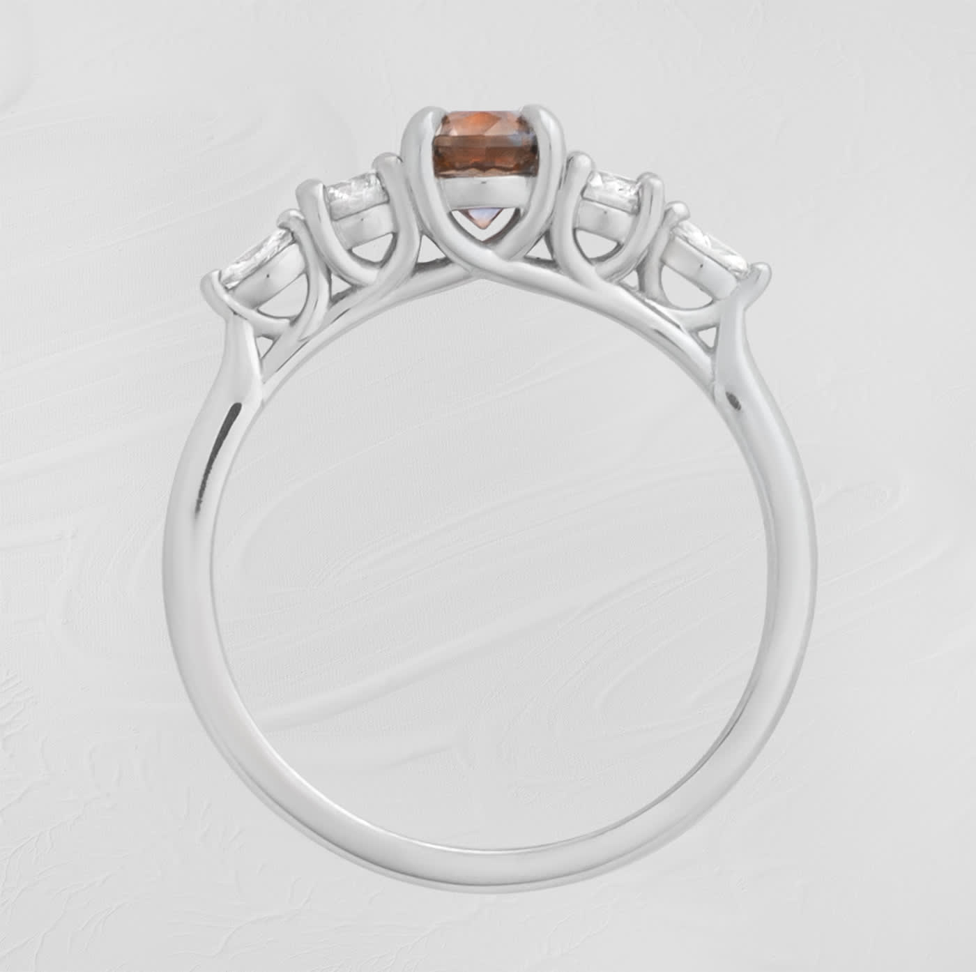 Bi colour orange and blue sapphire and diamond trellis ring  — 2