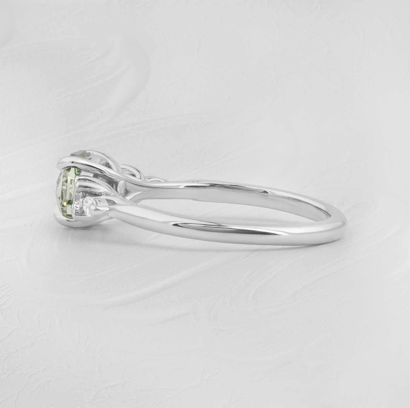 Snowflake seafoam sapphire and diamond trellis ring  — 4