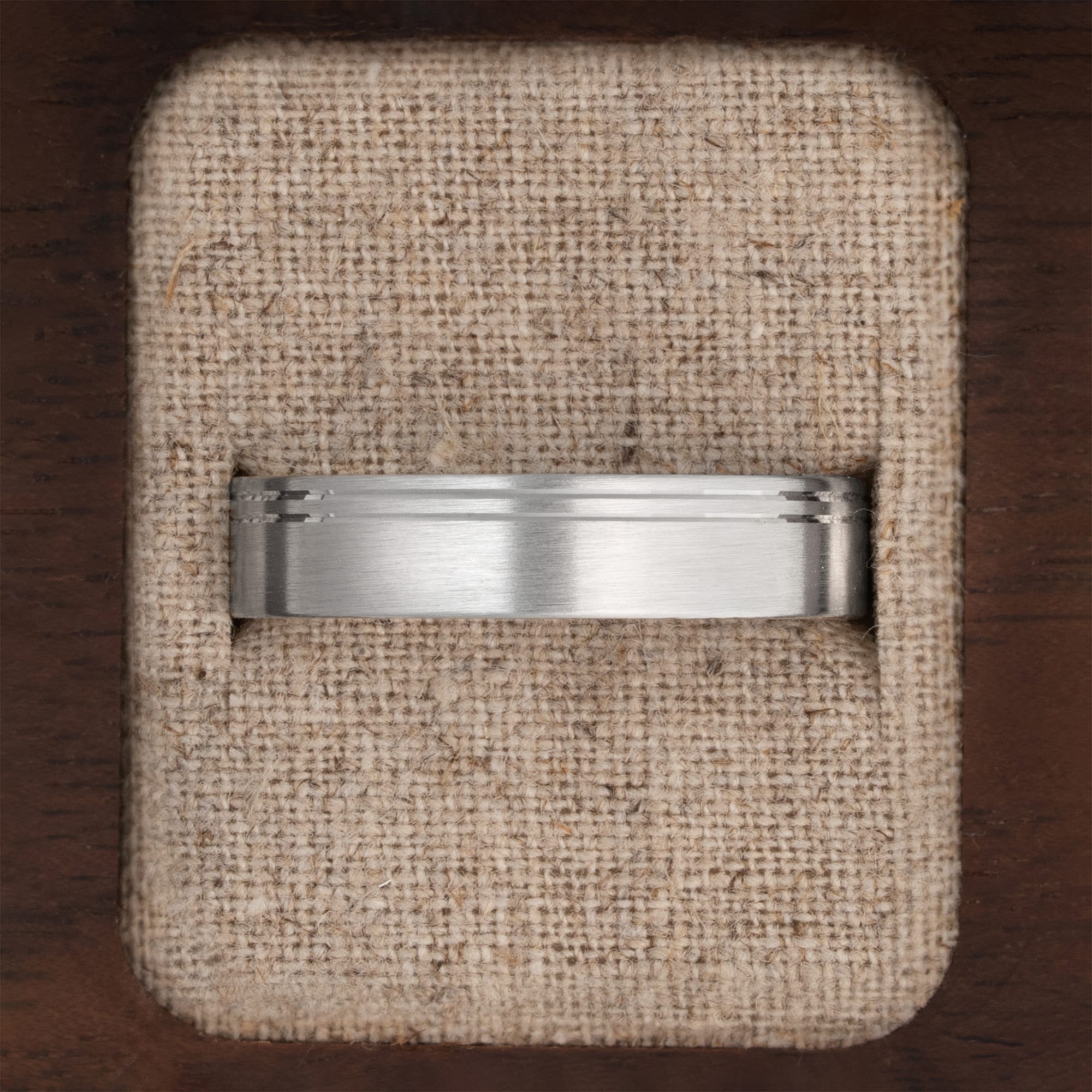 Diamond cut brushed wedding band   — 2