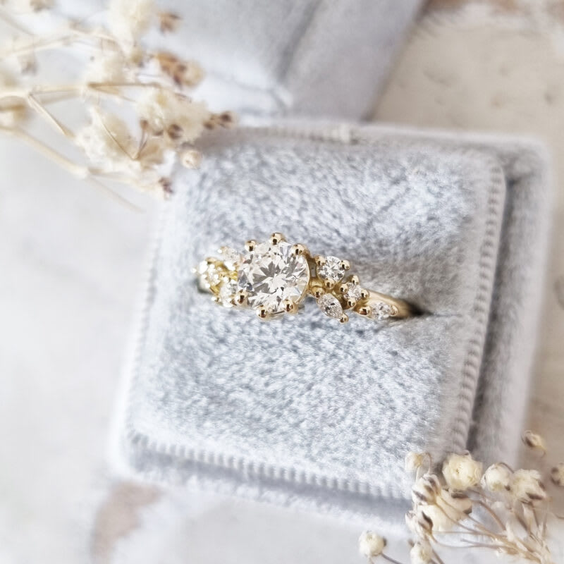 Lab grown diamond floral engagement ring - alternate view