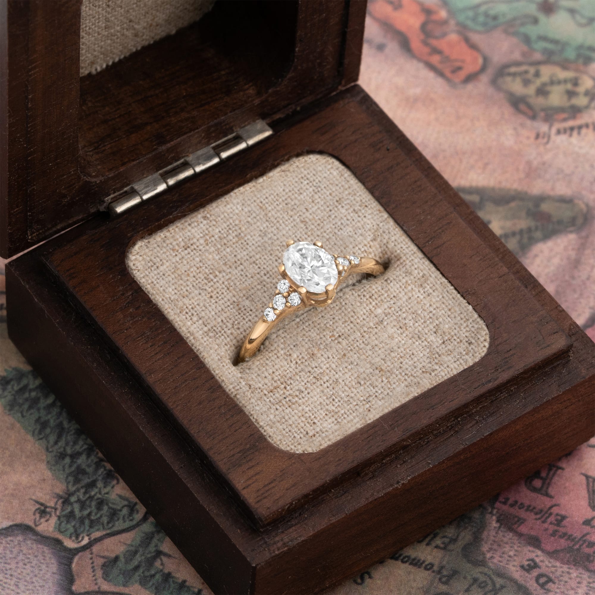Moissanite and diamond art deco inspired ring — 3