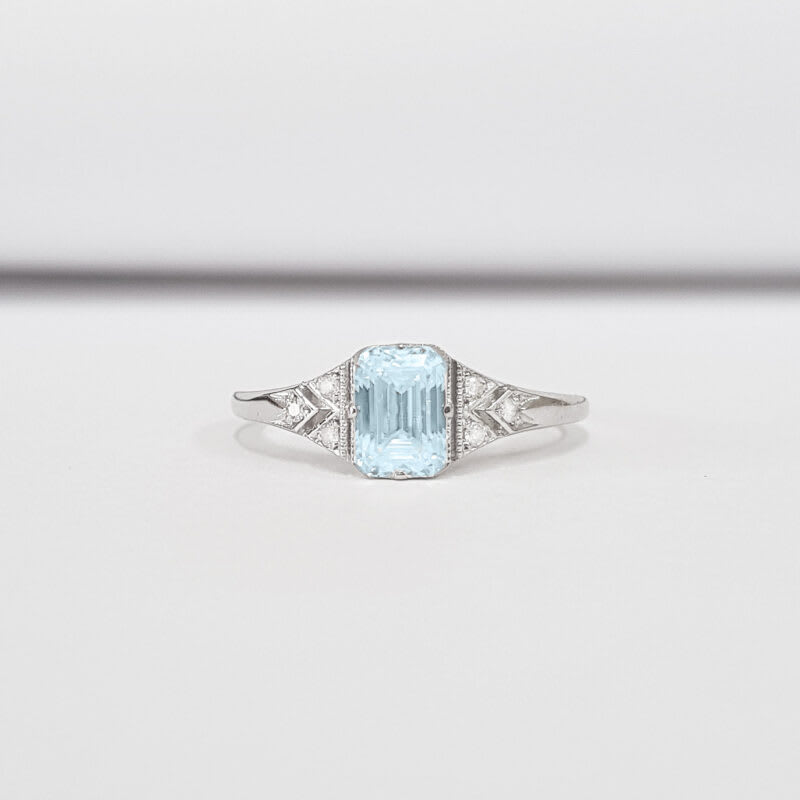 Aquamarine and diamond engagement ring  — 1