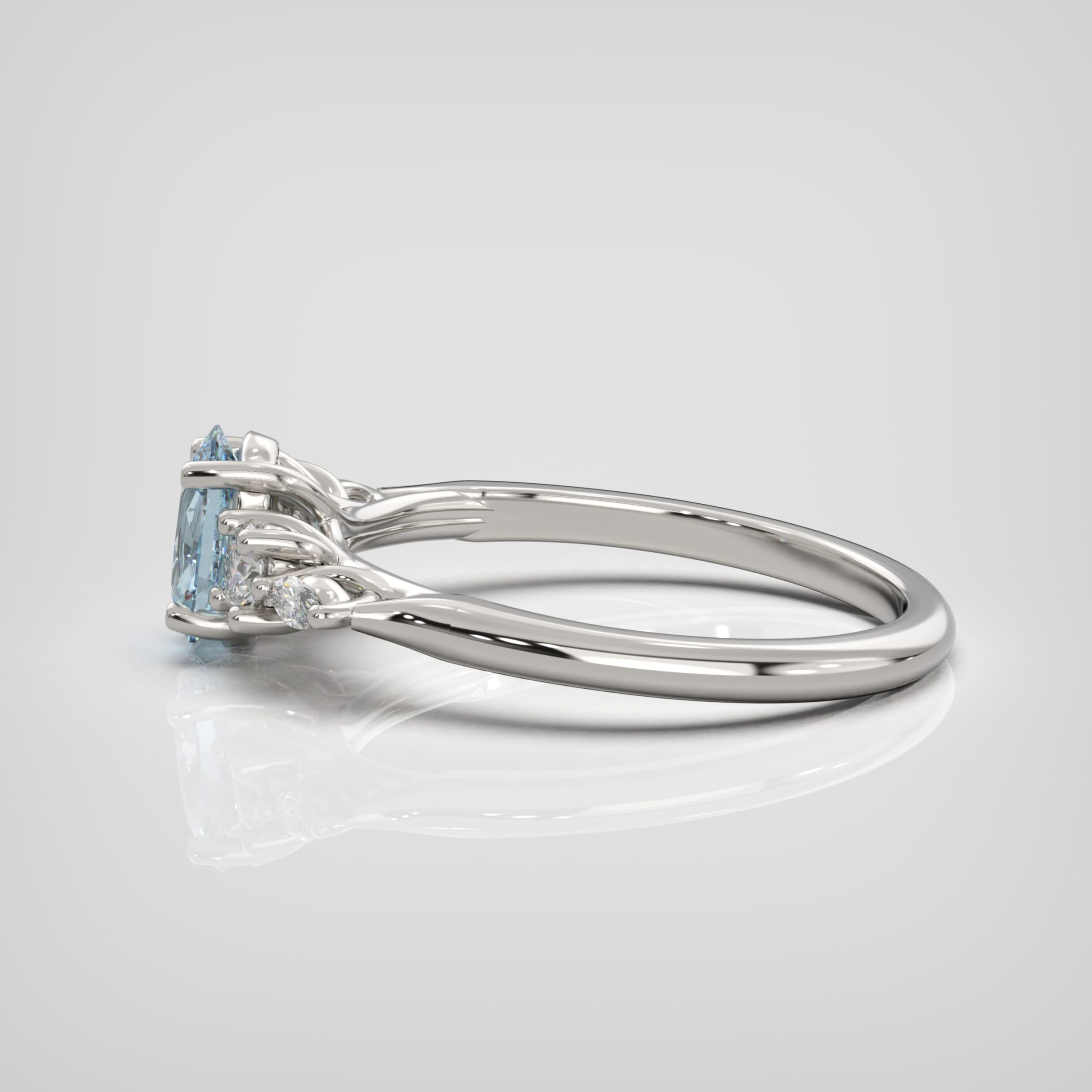 'Sonder' Oval aquamarine with lab-grown diamonds - alternate view