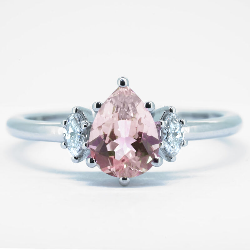 Pear champagne sapphire and marquise diamond ring