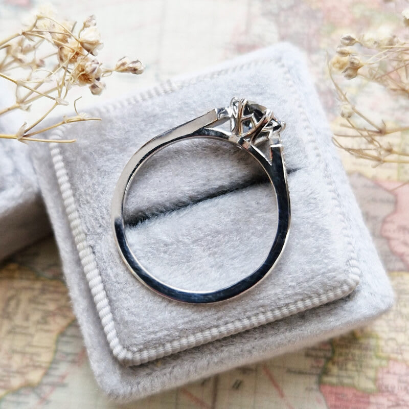 Grey moissanite and diamond engagement ring — 4