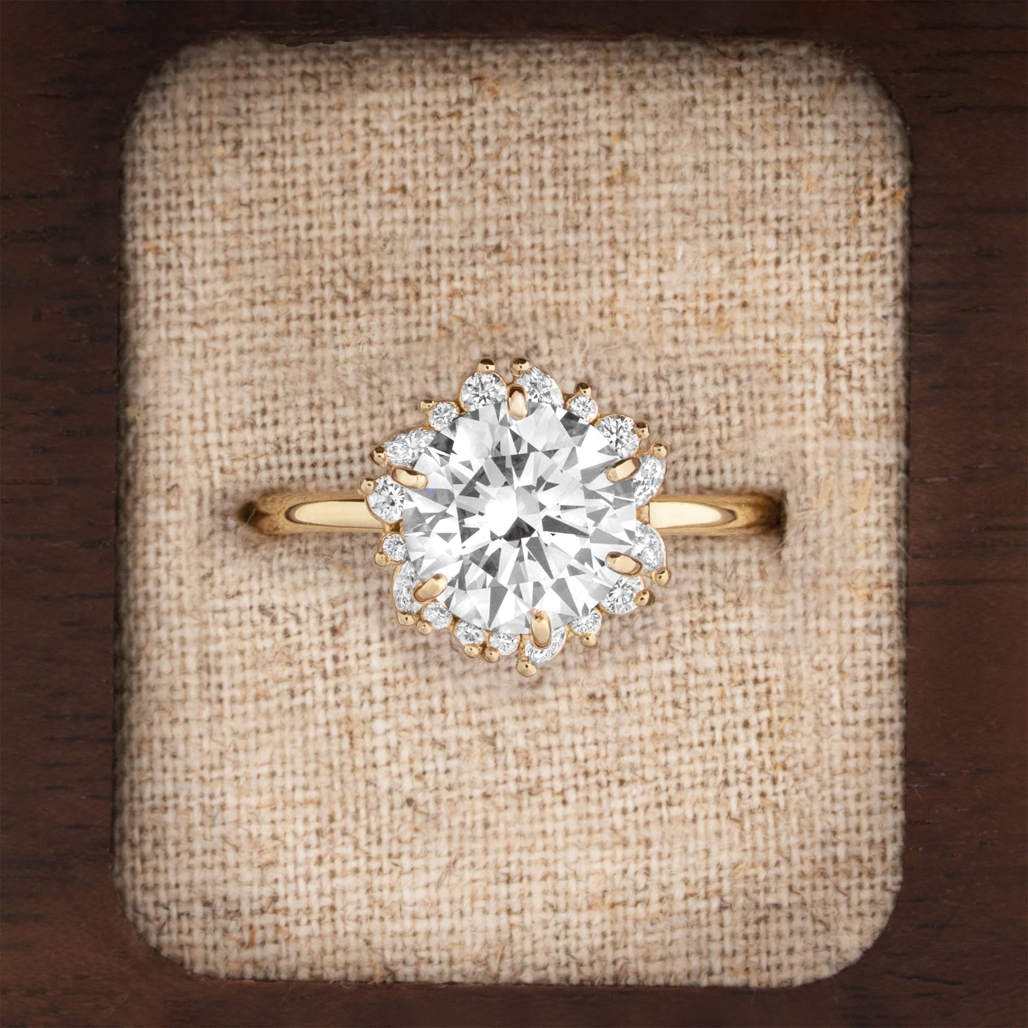Round lab grown diamond ring in 18ct yellow gold