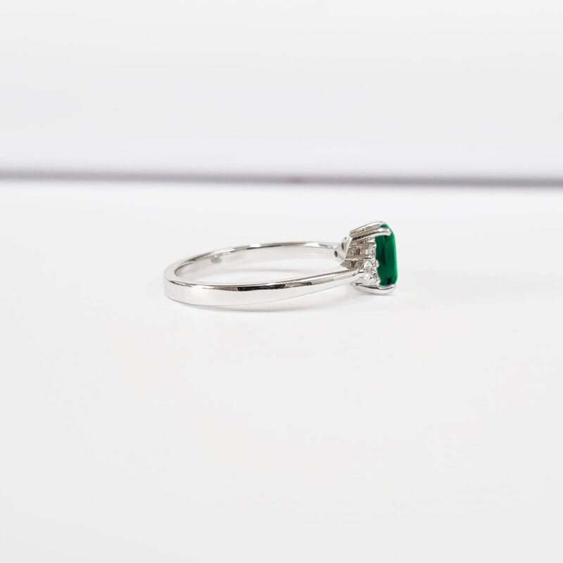 'Maeve' Lab Emerald and diamond ring  - alternate view