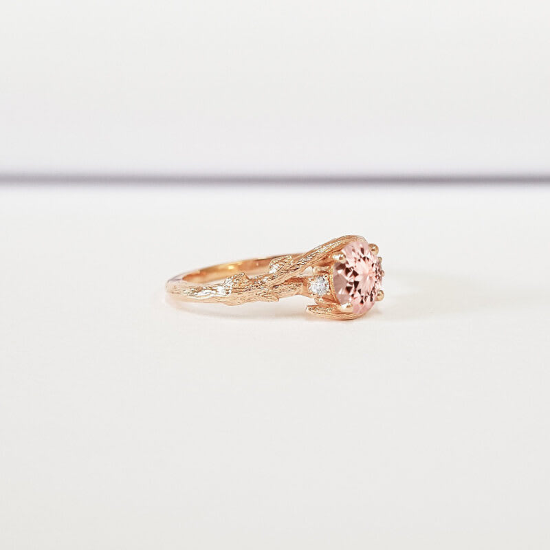 Lab grown champagne sapphire and diamond engagement ring  — 3